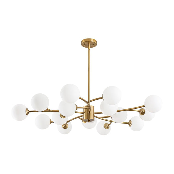 Chandelierias - Eclectic Modern 15 - Light Frosted White Glass Vortex Branch Chandelier - Chandeliers - Brass - 