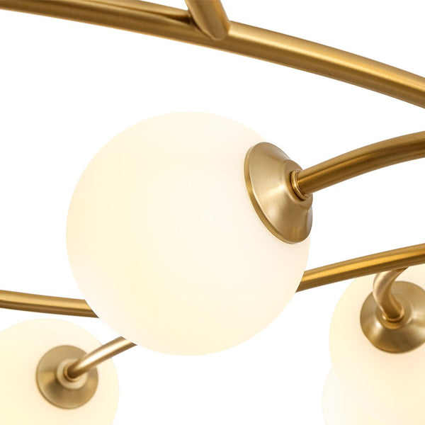 Chandelierias - Eclectic Modern 15 - Light Frosted White Glass Vortex Branch Chandelier - Chandeliers - Brass - 