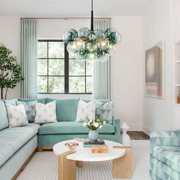 Chandelierias - Eclectic Modern Bubble 6 - Light Cluster Gradient Glass Chandelier - Chandeliers - Black & Gray Bubble - 