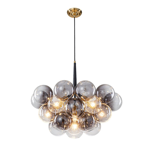 Chandelierias - Eclectic Modern Bubble 6 - Light Cluster Gradient Glass Chandelier - Chandeliers - Black & Gray Bubbles - 