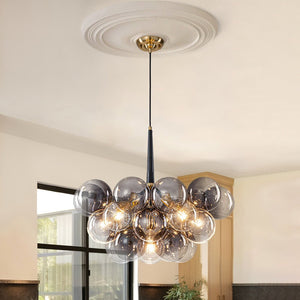 Chandelierias - Eclectic Modern Bubble 6 - Light Cluster Gradient Glass Chandelier - Chandeliers - Black & Gray Bubbles - 