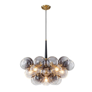 Chandelierias - Eclectic Modern Bubble 6 - Light Cluster Gradient Glass Chandelier - Chandeliers - Black & Gray Bubbles - 
