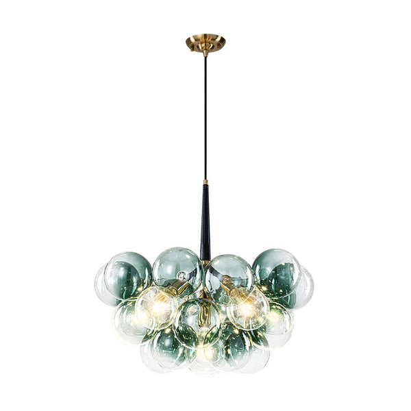 Chandelierias - Eclectic Modern Bubble 6 - Light Cluster Gradient Glass Chandelier - Chandeliers - Black & Green Bubble - 
