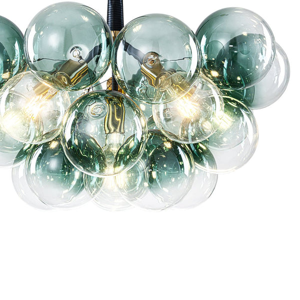 Chandelierias - Eclectic Modern Bubble 6 - Light Cluster Gradient Glass Chandelier - Chandeliers - Black & Green Bubble - 