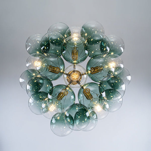Chandelierias - Eclectic Modern Bubble 6 - Light Cluster Gradient Glass Chandelier - Chandeliers - Black & Green Bubble - 