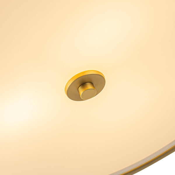 Chandelierias-Fabric Round Drum 3-Light Brass Semi-flush Mount Glass Diffuser-Semi Flush-Brass-