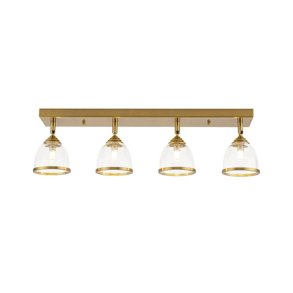 Chandelierias-Farmhouse 4-Light Cloche Dome Glass Spotlight Semi-flush Mount-Semi Flush-Brushed Brass-
