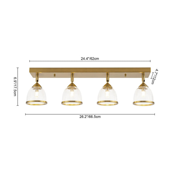 Chandelierias-Farmhouse 4-Light Cloche Dome Glass Spotlight Semi-flush Mount-Semi Flush-Brushed Brass-