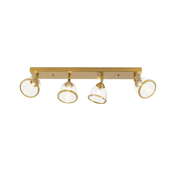 Chandelierias-Farmhouse 4-Light Cloche Dome Glass Spotlight Semi-flush Mount-Semi Flush-Brushed Brass-