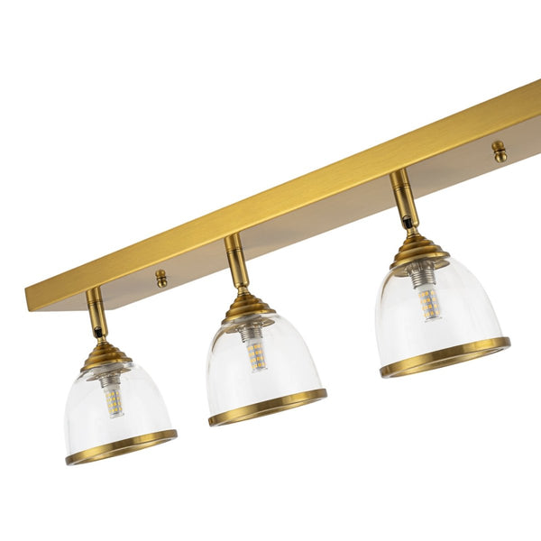 Chandelierias-Farmhouse 4-Light Cloche Dome Glass Spotlight Semi-flush Mount-Semi Flush-Brushed Brass-