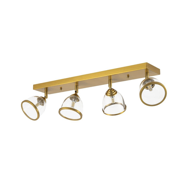 Chandelierias-Farmhouse 4-Light Cloche Dome Glass Spotlight Semi-flush Mount-Semi Flush-Brushed Brass-