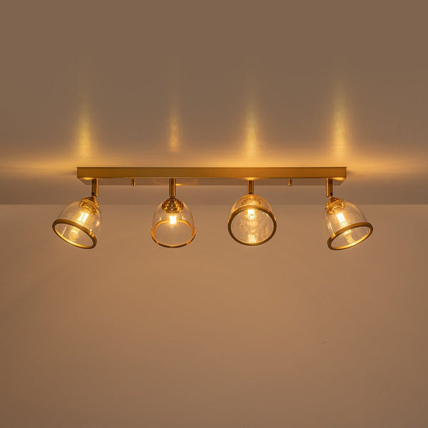 Chandelierias-Farmhouse 4-Light Cloche Dome Glass Spotlight Semi-flush Mount-Semi Flush-Brushed Brass-