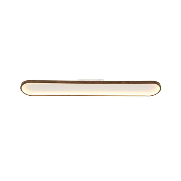 Chandelierias - Faux Walnut Finish Modern Oblong Dimmable LED Semi - flush Mount - Semi Flush - Walnut - 