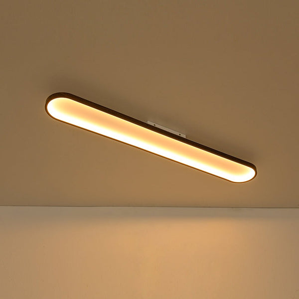 Chandelierias - Faux Walnut Finish Modern Oblong Dimmable LED Semi - flush Mount - Semi Flush - Walnut - 