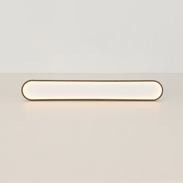 Chandelierias - Faux Walnut Finish Modern Oblong Dimmable LED Semi - flush Mount - Semi Flush - Walnut - 
