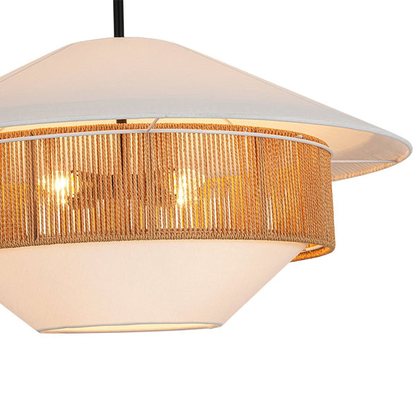 Chandelierias - Flying Saucer 4 - Light Hemp Rope Accents Fabric Pendant - Pendants - Black - 