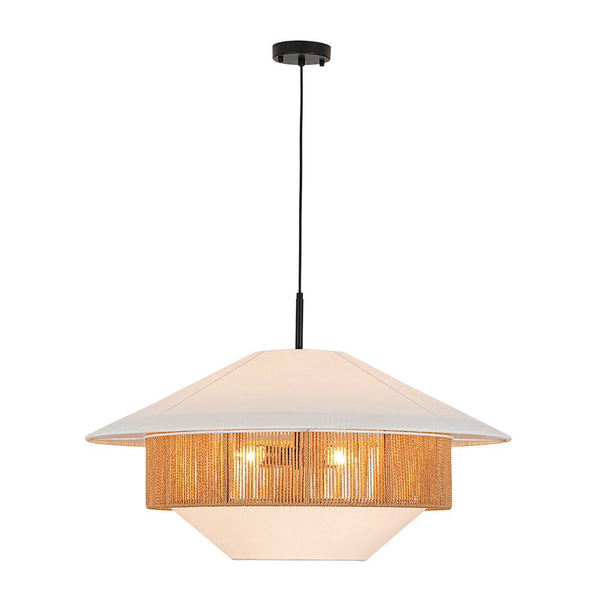 Chandelierias - Flying Saucer 4 - Light Hemp Rope Accents Fabric Pendant - Pendants - Black - 