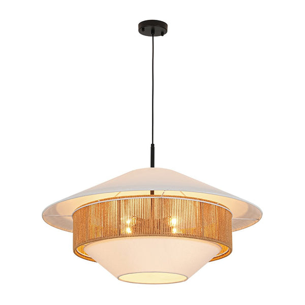 Chandelierias - Flying Saucer 4 - Light Hemp Rope Accents Fabric Pendant - Pendants - Black - 