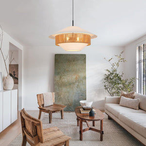 Chandelierias - Flying Saucer 4 - Light Hemp Rope Accents Fabric Pendant - Pendants - Black - 