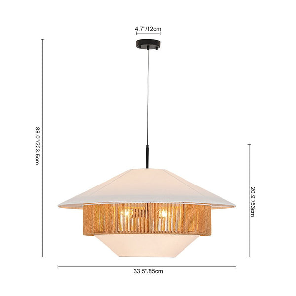 Chandelierias - Flying Saucer 4 - Light Hemp Rope Accents Fabric Pendant - Pendants - Black - 