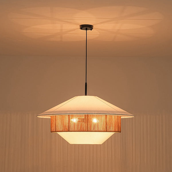 Chandelierias - Flying Saucer 4 - Light Hemp Rope Accents Fabric Pendant - Pendants - Black - 