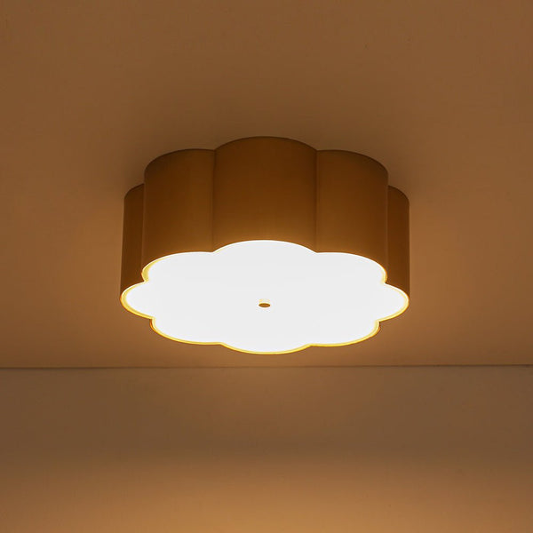 Chandelierias - French Chic Scalloped Blossom Flower Drum Dimmable LED Flush Mount - Chandeliers - Brass - 