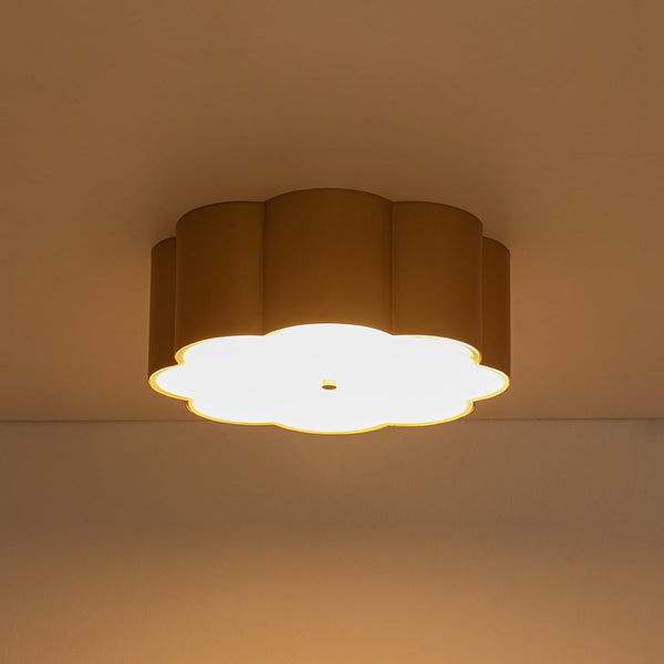 Chandelierias - French Chic Scalloped Blossom Flower Drum Dimmable LED Flush Mount - Chandeliers - Brass - 