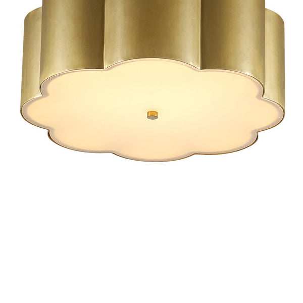 Chandelierias - French Chic Scalloped Blossom Flower Drum Dimmable LED Flush Mount - Chandeliers - Brass - 