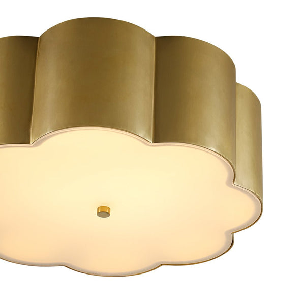 Chandelierias - French Chic Scalloped Blossom Flower Drum Dimmable LED Flush Mount - Chandeliers - Brass - 