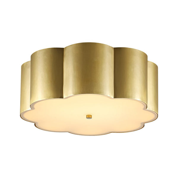 Chandelierias - French Chic Scalloped Blossom Flower Drum Dimmable LED Flush Mount - Chandeliers - Brass - 