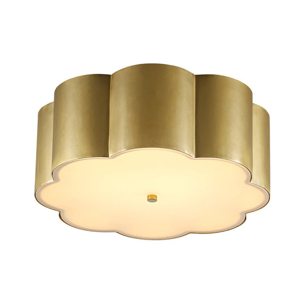 Chandelierias - French Chic Scalloped Blossom Flower Drum Dimmable LED Flush Mount - Chandeliers - Brass - 
