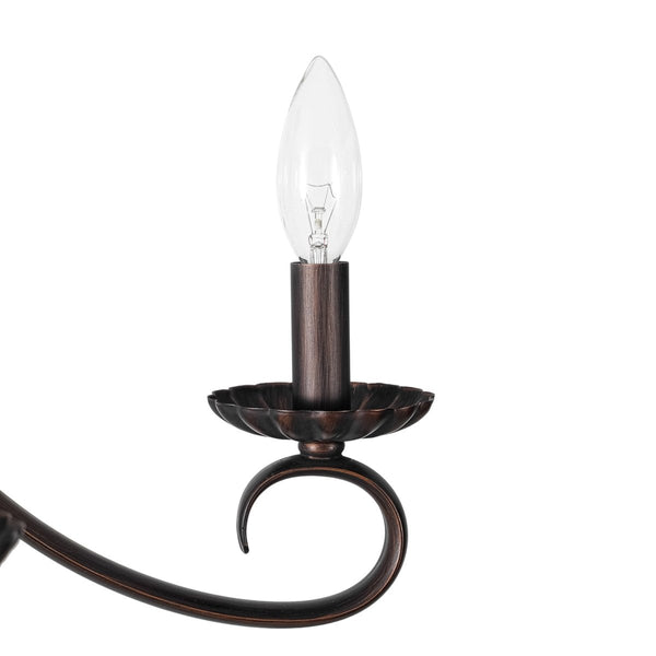 Chandelierias-French Country 6-Light Rubbed Bronze Candle-style Semi-flush Chandelier-Chandeliers-Oil-rubbed Bronze-