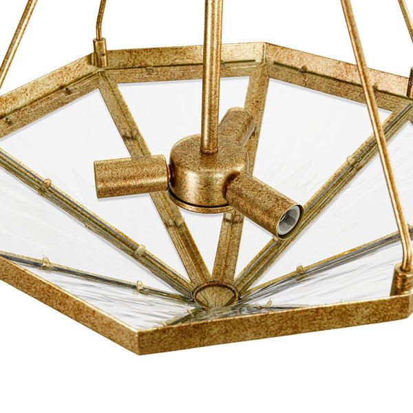 Chandelierias-French Rusty Gold Ripple Glass Pyramid Chandelier-Chandeliers-6-Light-