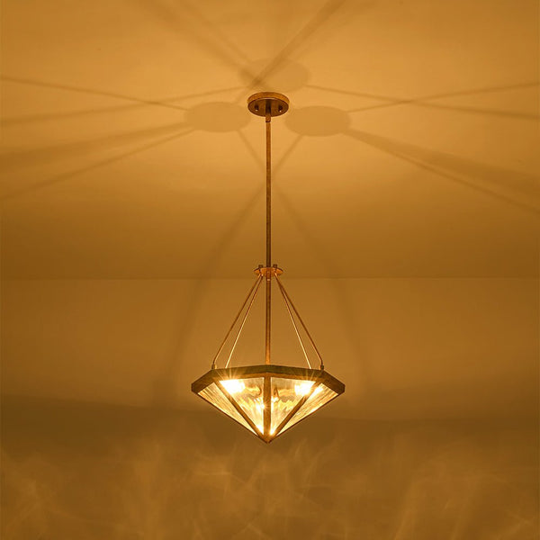 Chandelierias-French Rusty Gold Ripple Glass Pyramid Chandelier-Chandeliers-6-Light-