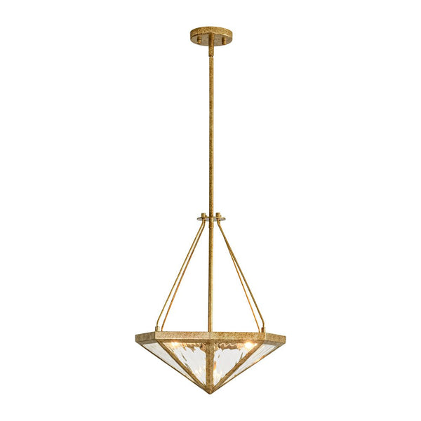 Chandelierias-French Rusty Gold Ripple Glass Pyramid Chandelier-Chandeliers-6-Light-