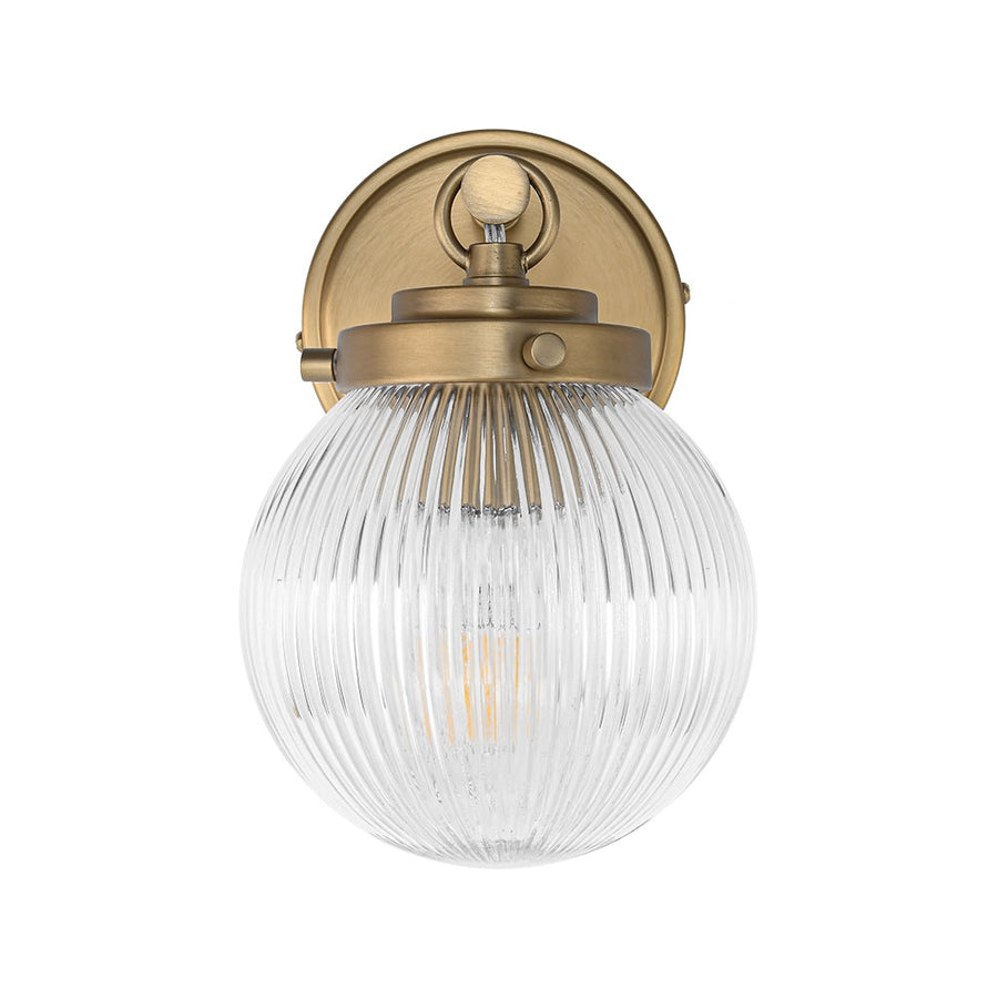 Chandelierias - Glam 1 - Light Ribbed Glass Dew Single Wall Sconce - Chandelier - Brushed Brass - 