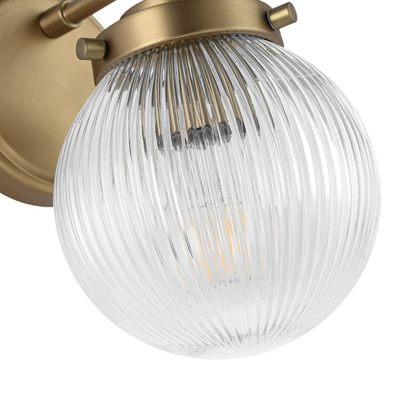 Chandelierias - Glam 1 - Light Ribbed Glass Dew Single Wall Sconce - Chandelier - Brushed Brass - 