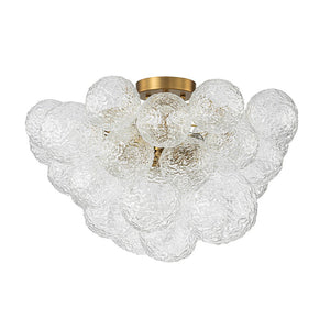 Chandelierias - Glam 3 - Light Water Patterned Glass Semi - Flush Bubble Chandelier - Chandelier - Brass - 