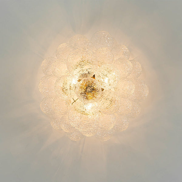 Chandelierias - Glam 3 - Light Water Patterned Glass Semi - Flush Bubble Chandelier - Chandelier - Brass - 