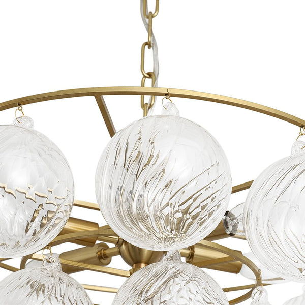 Chandelierias - Glam 6 - Light Water Pattern Swirled Glass Bubble Chandelier - Chandeliers - Brass - 