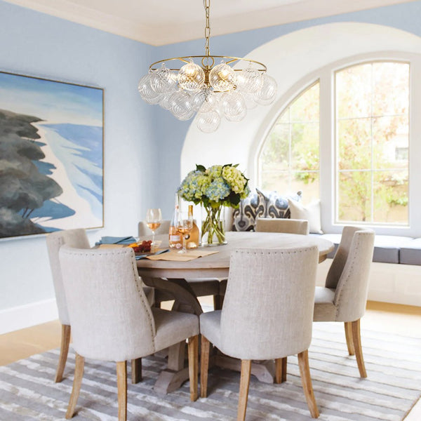 Chandelierias - Glam 6 - Light Water Pattern Swirled Glass Bubble Chandelier - Chandeliers - Brass - 