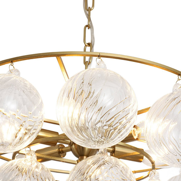 Chandelierias - Glam 6 - Light Water Pattern Swirled Glass Bubble Chandelier - Chandeliers - Brass - 