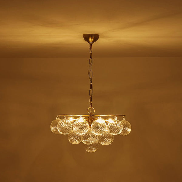 Chandelierias - Glam 6 - Light Water Pattern Swirled Glass Bubble Chandelier - Chandeliers - Brass - 