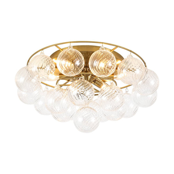 Chandelierias - Glam 6 - Light Water Pattern Swirled Glass Bubble Semi - flush Mount - Semi Flush - Brass - 