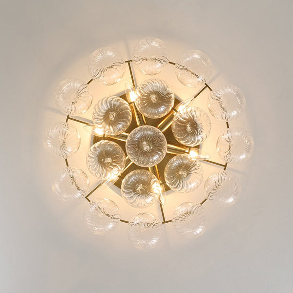 Chandelierias - Glam 6 - Light Water Pattern Swirled Glass Bubble Semi - flush Mount - Semi Flush - Brass - 