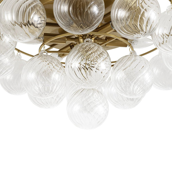 Chandelierias - Glam 6 - Light Water Pattern Swirled Glass Bubble Semi - flush Mount - Semi Flush - Brass - 
