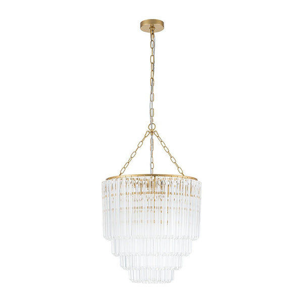 Chandelierias - Glam 7 - Light Sculptural Angled - Cut Glass Cascading Tiered Chandelier - Chandeliers - Brass - 
