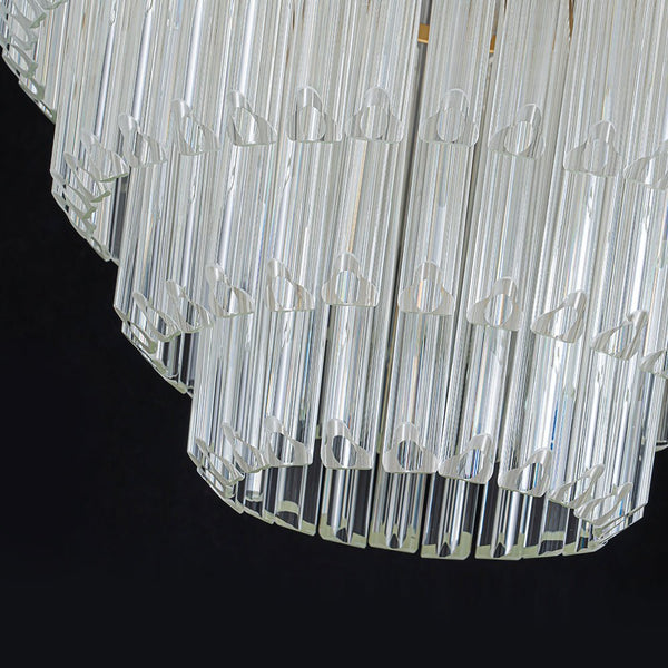 Chandelierias - Glam 7 - Light Sculptural Angled - Cut Glass Cascading Tiered Chandelier - Chandeliers - Brass - 