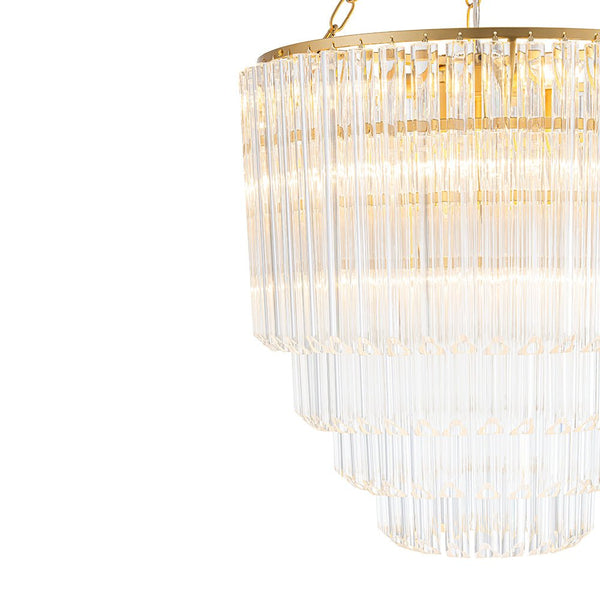 Chandelierias - Glam 7 - Light Sculptural Angled - Cut Glass Cascading Tiered Chandelier - Chandeliers - Brass - 