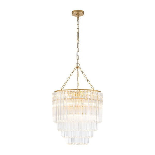 Chandelierias - Glam 7 - Light Sculptural Angled - Cut Glass Cascading Tiered Chandelier - Chandeliers - Brass - 